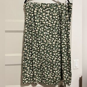 Vintage Green Floral Midi Skirt